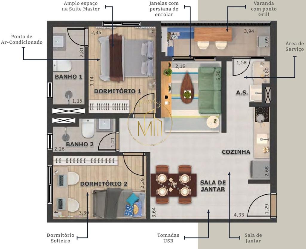 Apartamento, 2 quartos, 56 m² - Foto 7