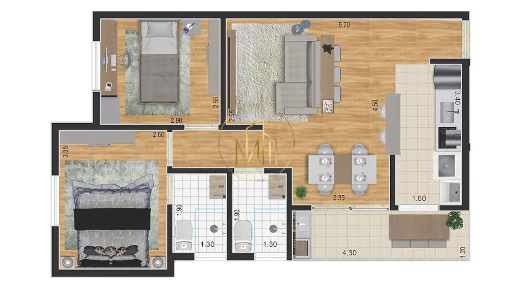 Apartamento, 2 quartos, 54 m² - Foto 8